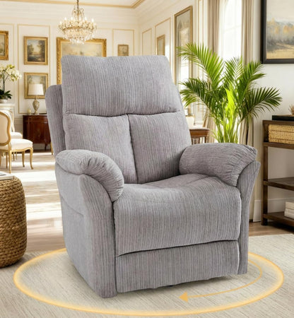 Swivel Rocker Chair, 360°Swivel Rocker Chairs with High Back Arms, Rocking Lazy Boy Chairs, Upholstered Swivels Corduroy Glider for Living Room, Bedroom, Nursing, Beige