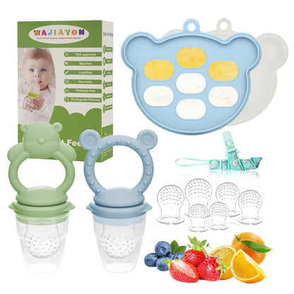 Baby Breastmilk Popsicle Molds & Baby Fruit Feeder (6 Pack), WAJIAYON Infant Food Freezer Tray Storage Containers, Silicone Teething Pacifier Feeder and Teether for Babies,Babies Feeder
