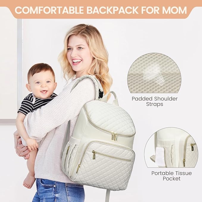 LOVEVOOK Diaper Bag Backpack Large Capacity Baby Bag with Portable Changing Pad, Multifunction Baby Travel Backpack