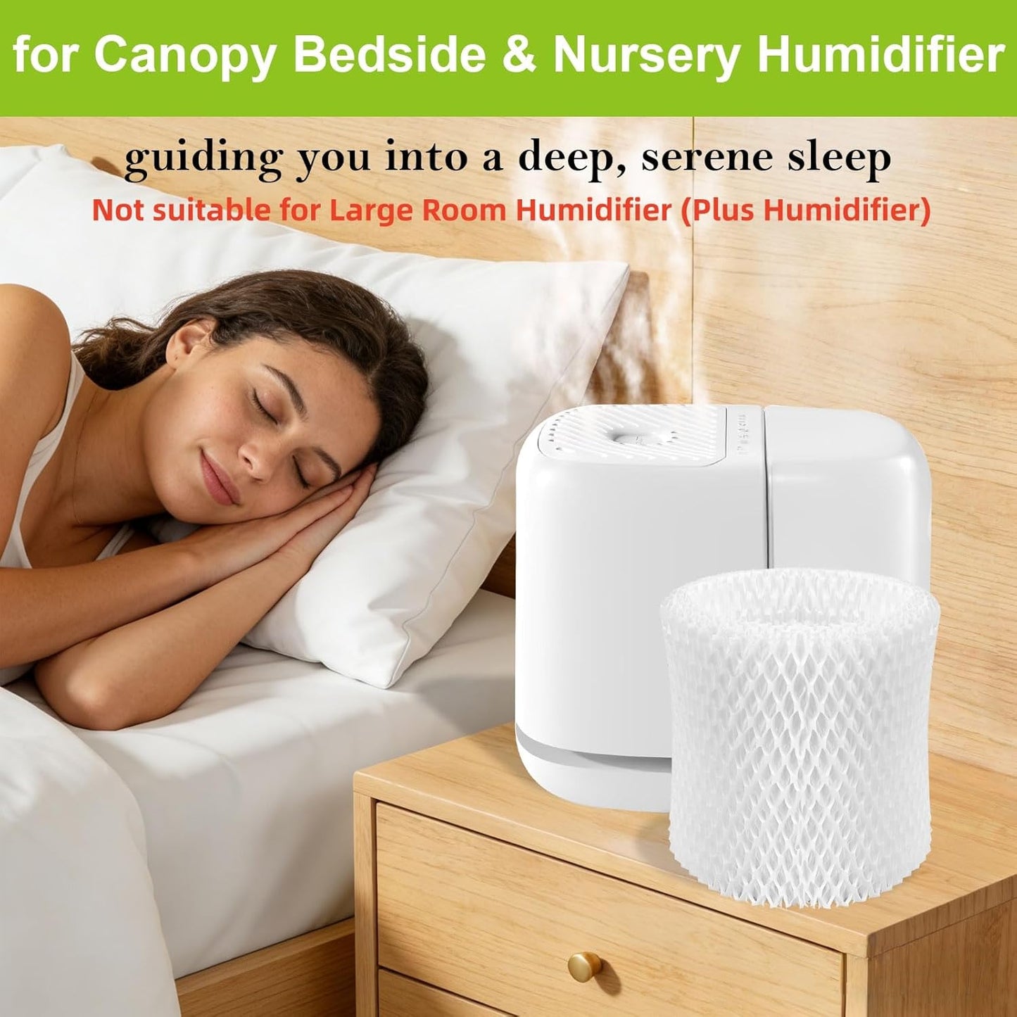 6 Pack Humidifier Filter Replacement Compatible with Canopy Bedside Humidifier & Nursery Humidifiers, Filters Made with Wood Pulp & Paper, Humidifier Wicking Filter, 6 Week Lifespan (White)