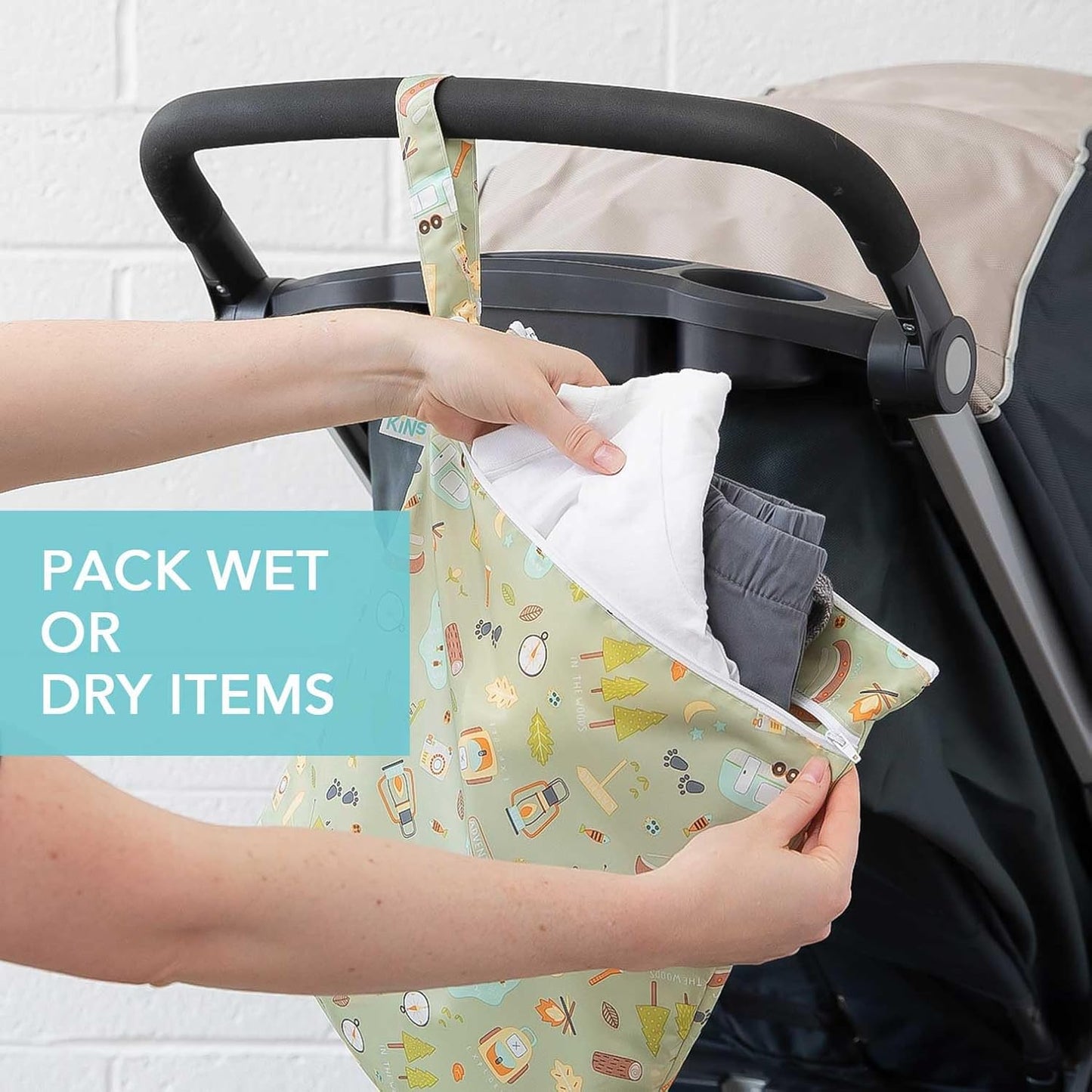 Bumkins Disney Waterproof Wet Bag for Baby, Travel, Swim Suit, Cloth Diapers, Pump Parts, Pool, Gym Clothes, Toiletry, Strap to Stroller, Daycare, Zip Reusable Bag, Packing Pouch, Winnie the Pooh