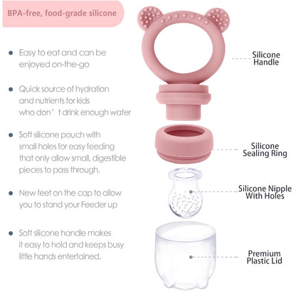BigSpinach Silicone Baby Food Freezer Tray with Teething Popsicle Molds - Baby Fruit Feeder and Breastmilk Teether Combo