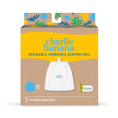 CHARLIE BANANA Reusable and Washable Cloth Diaper Wet Bag, Waterproof Hanging Diaper Pail and Laundry Bag, Yellow