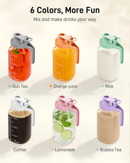 OneDream Breast Milk Pitcher 32oz Glass Pitcher with Lid, Formula Pitcher Leakproof Drip-Free Spout, Wide Mouth Mason Jar Pitcher for Easy Pouring, Dishwasher Safe Breastmilk Storage Pitcher