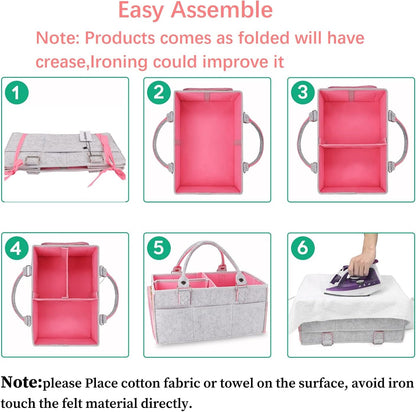Baby Diaper Caddy Organizer for Boy or Girl Large Nursery Storage Bin Basket Portable Holder Tote Bag for Changing Table and Car Baby Shower Gifts Newborn Essentials Stuff Registry Must Haves Item