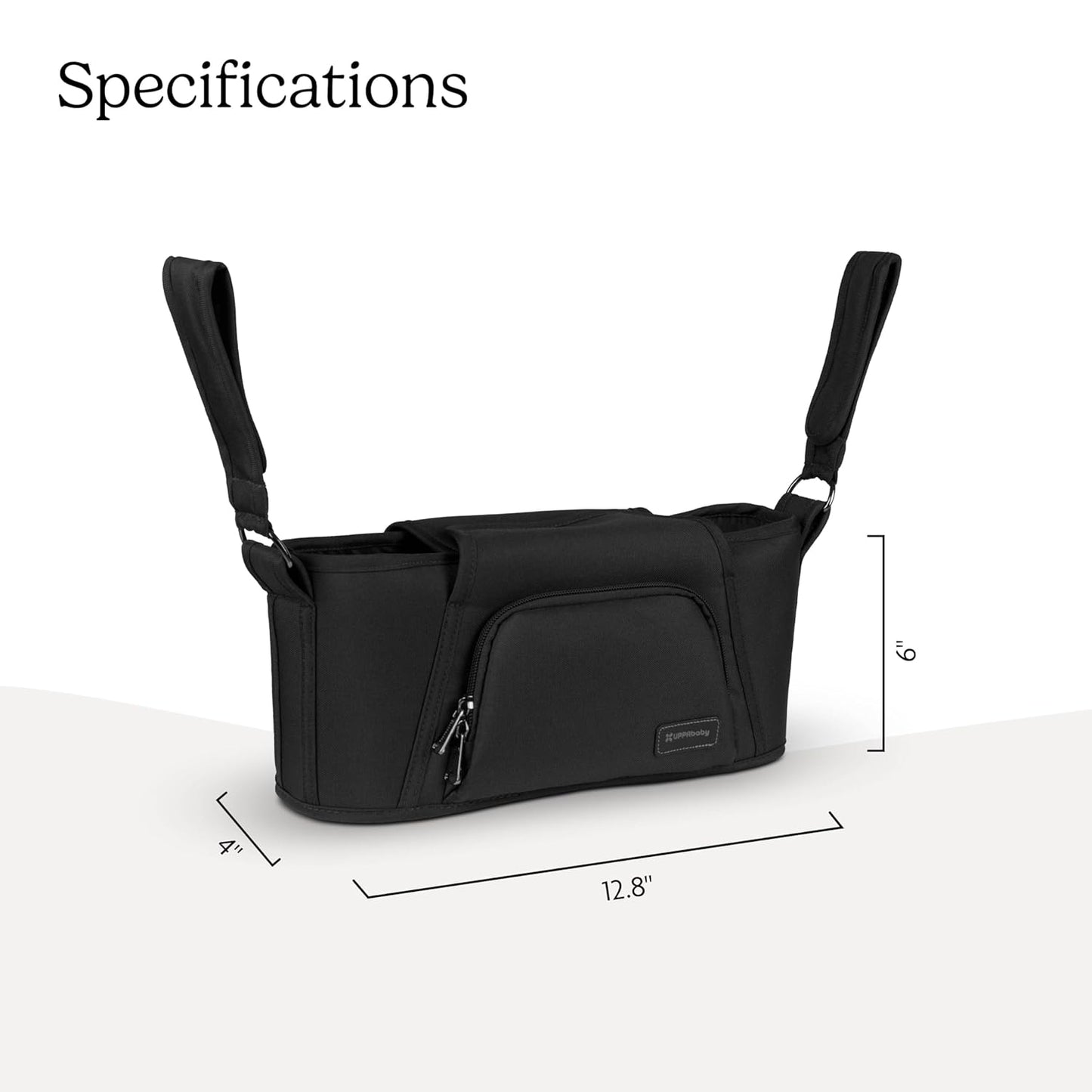 UPPAbaby Carry-All Parent Organizer – Easy Attach, Universal Fit – Multiple Compartments for Beverages, Snacks + Personal Items – Secure Zippered Pocket – Charcoal