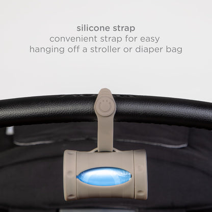 Ubbi Retractable On the Go Bag Dispenser for Travel, Diaper Bag Accessory Must Have for Newborn, Helpful Item, Baby Gift, Lavender Scented, Gray