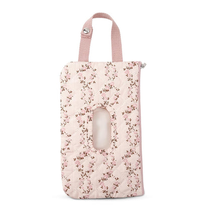 Quilted Baby Diaper and Wipes Pouch Portable Mommy Bag for Stroller Reusable Wipes Pouch with Lanyard for Casual Travel (Beige)