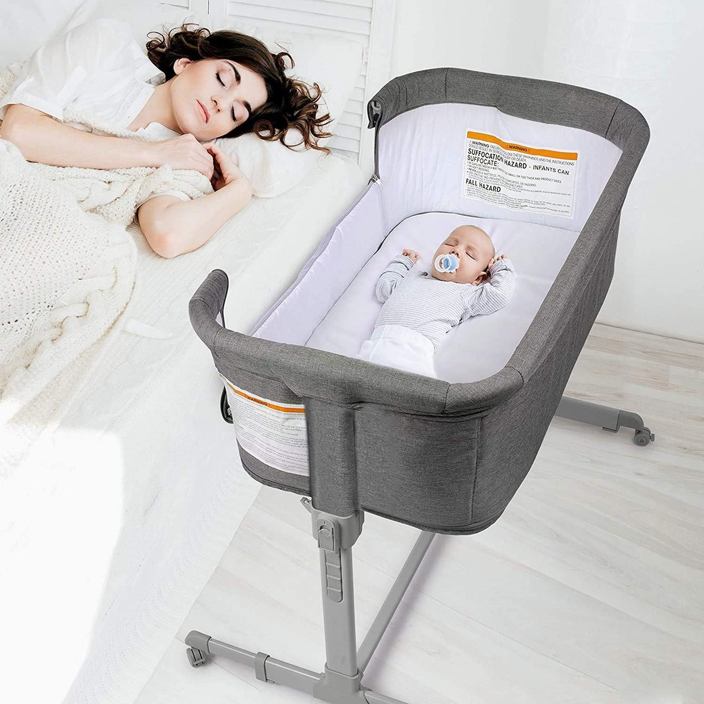 KoolerThings 3 in 1 Baby Bassinet, Bedside Sleeper, & Playpen, Easy Folding Portable Crib (Black)- KoolaBaby (Mesh Bassinet)