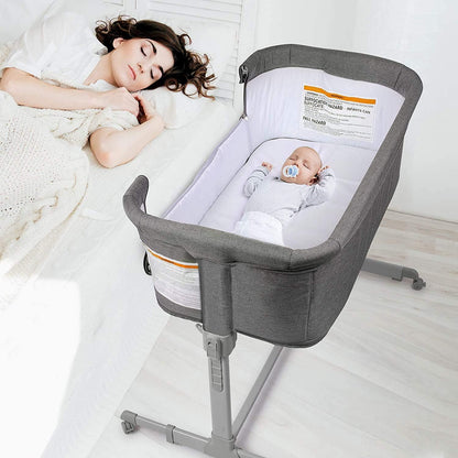 KoolerThings 3 in 1 Baby Bassinet, Bedside Sleeper, & Playpen, Easy Folding Portable Crib (Black)- KoolaBaby (Mesh Bassinet)