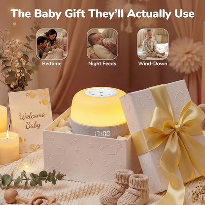 2025 Mom's Choice Awards | Sound Machine Baby White Noise Machine with Sunrise Alarm Clock & App Control – 360° RGB Night Light, Sleep Soother for Adults & Kids, Newborn Essentials Shower Gift