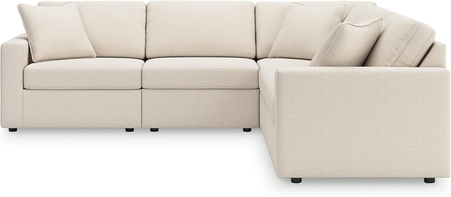 Signature Design by Ashley Modmax Coastal Press-Back Swivel Glider Rocker Recliner with Machine Washable Cover, Hidden Storage Compartments and 2 Bolster Pillows, Beige - Colors B