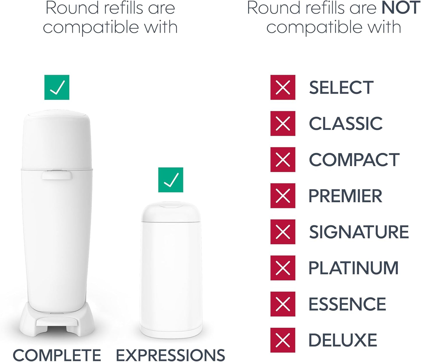 Diaper Genie Essentials Round Refill 8-Pack | Holds Up to 2560 Newborn Diapers | Features Unscented Continuous Film | Compatible with Diaper Genie Complete and Expressions Pails,8 Count (Pack of 1)