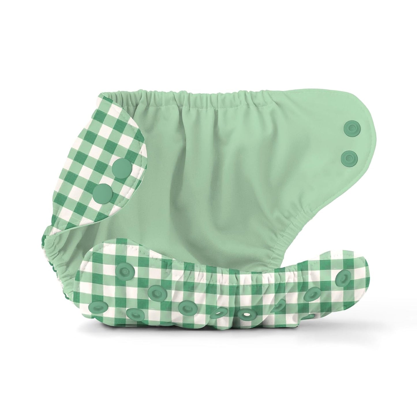 Esembly Cloth Diaper Cover - Reusable Swim Diaper, Waterproof, Breathable - Adjustable Outer Layer Over Absorbent Inner for Blowout Protection - Sea Glass, Size 2 (18-35lbs)