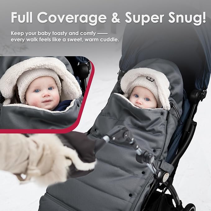 Universal, Weather-Proof, Warm Stroller Footmuff | Extendable Winter Cover | Adjustable Buckle | Stroller Bunting Bag | CosyDiary Stroller Accessories | Stroller Cover
