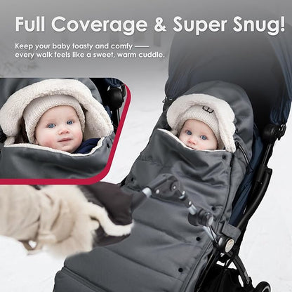 Universal, Weather-Proof, Warm Stroller Footmuff | Extendable Winter Cover | Adjustable Buckle | Stroller Bunting Bag | CosyDiary Stroller Accessories | Stroller Cover