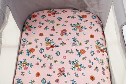 Onacosht Stretchy Bassinet Sheets 33" x 19" Compatible with Mika Micky, KoolaBaby (3 in 1), BabyBond, HARPPA and RICUTON Bedside Bassinet, 3 Pack for Baby Boy and Girl, Pink Floral