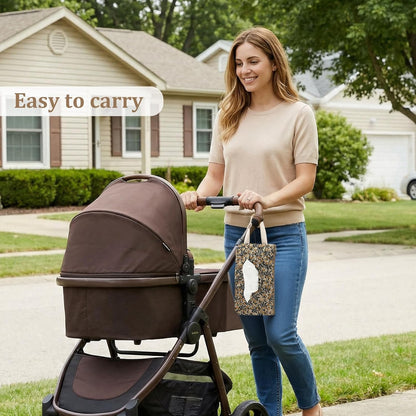 Quilted Baby Diaper and Wipes Pouch Portable Mommy Bag for Stroller Reusable Wipes Pouch with Lanyard for Casual Travel (Beige)