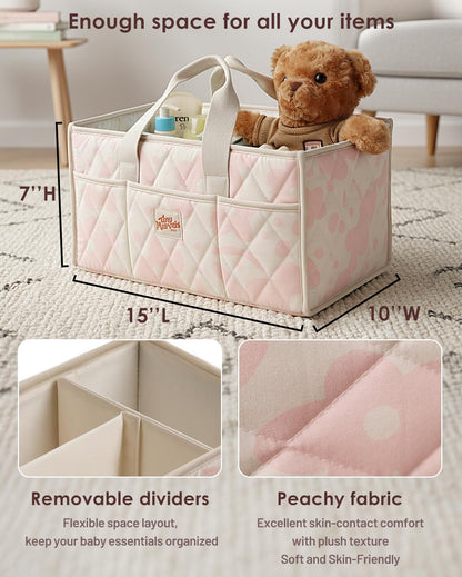 Tiny Marvels Diaper Caddy Organizer for New Parents, Baby Diaper Caddy with Water-Resistant Fabric, Structured Diaper Caddy Basket for Nursery, Car & Travel