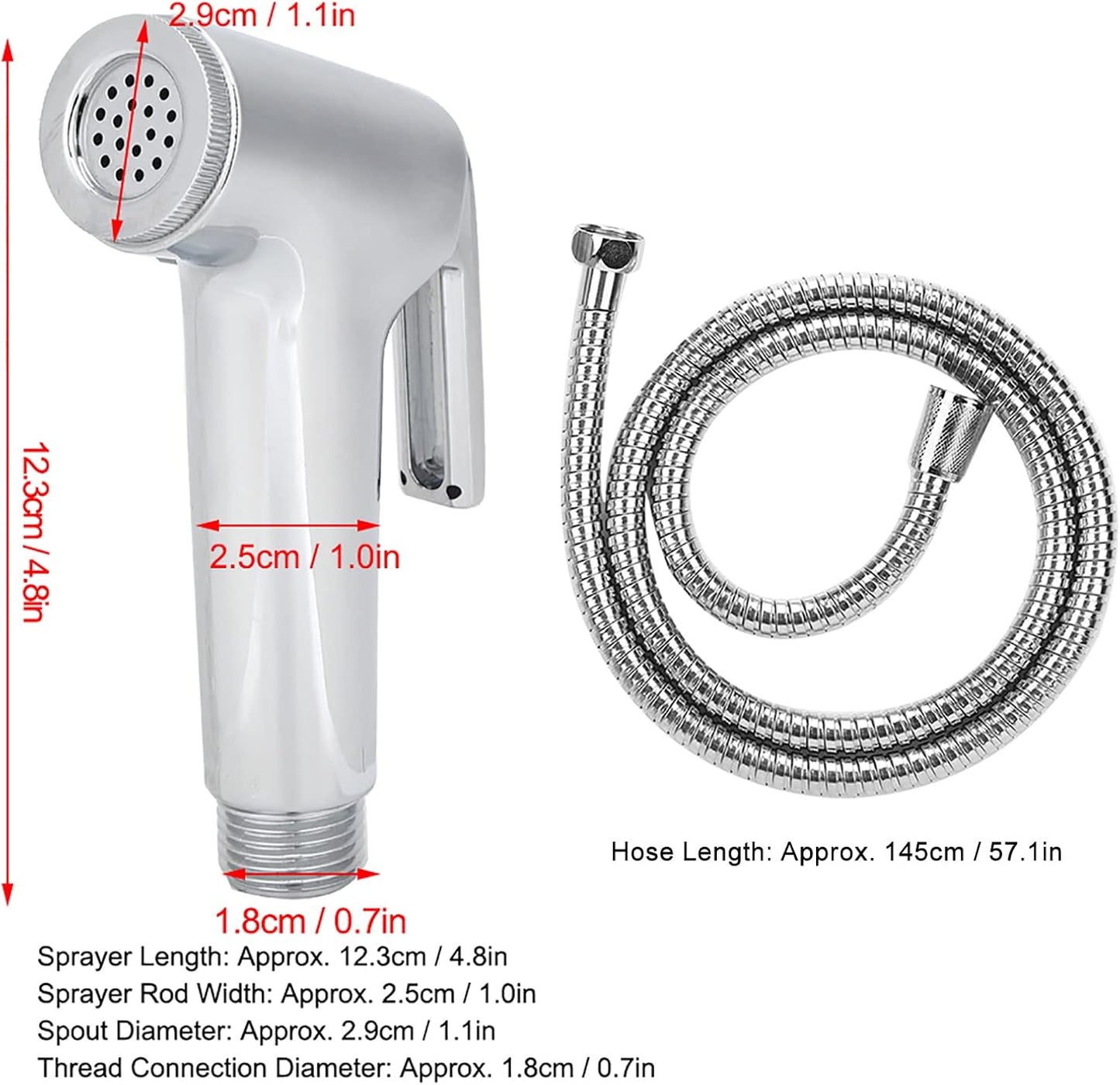 Handheld Bidet Sprayer for Toilet, High Pressure Sprayer Kit, 3Pcs/Set Electroplating Bidet Sprayer Spray Bracket Hose for Feminine Wash Baby Diaper Cloth Washer Cleaner Pet