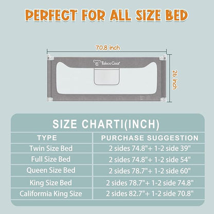 G TALECO GEAR Bed Rail for Toddlers, Stable Protective Bed Side Rails, Baby Bedrail Guard for Twin Full Queen & King Size Bed (70.8 Inch, 1 Piece)
