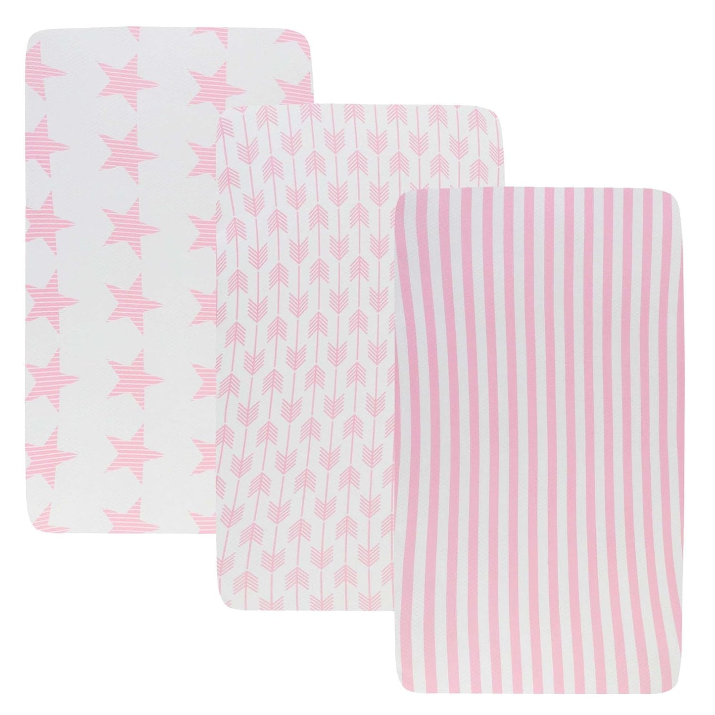 Onacosht Stretchy Bassinet Sheets 33" x 19" Compatible with Mika Micky, KoolaBaby (3 in 1), BabyBond, HARPPA and RICUTON Bedside Bassinet, 3 Pack for Baby Boy and Girl, Pink Floral