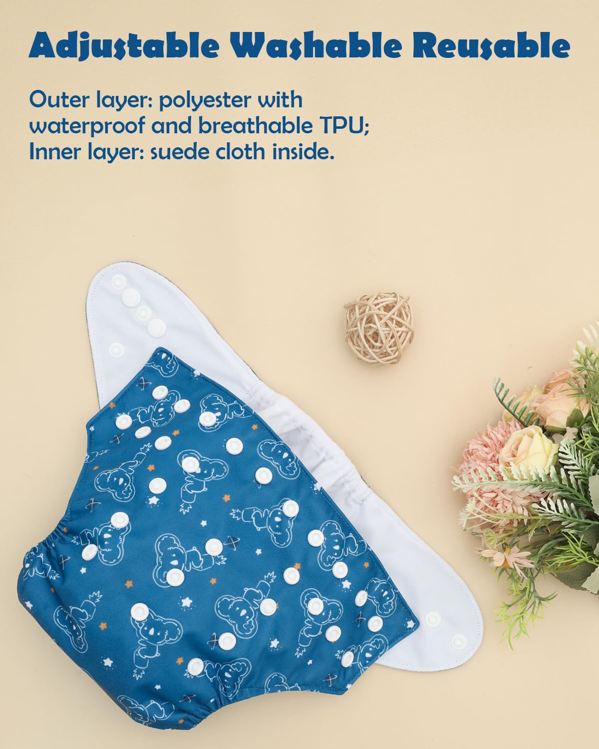 ALVABABY Baby Cloth Diapers 6 Pack with 12 Inserts Cloth Diaper Covers Adjustable Washable Reusable for Baby Girls and Boys
