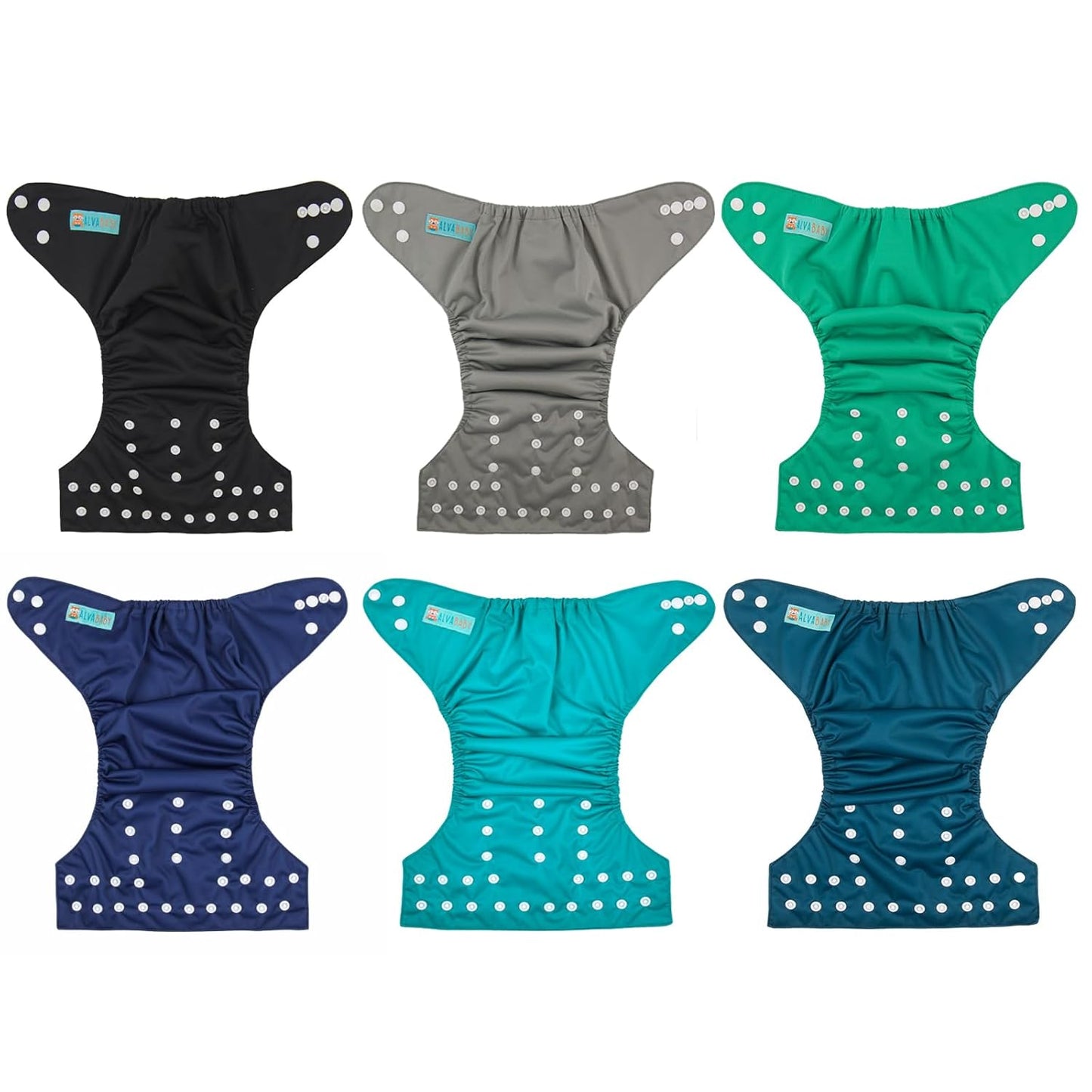 ALVABABY Baby Cloth Diapers 6 Pack with 12 Inserts Cloth Diaper Covers Adjustable Washable Reusable for Baby Girls and Boys