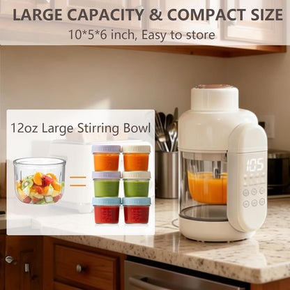 Baby Food Maker Glass 12oz Steamer and Blender Glass Reservoir & Bowl 9 in 1 Baby Puree Maker Dishwasher Safe Food Blender, Timer, Recipe