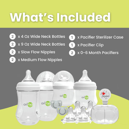 Anti Colic Baby Bottle Starter Set - 22 Pieces, Medium & Slow Flow Nipples, Infant Pacifiers, Formula Dispensers & More - Baby Bottle Sets for Newborn 0-6 Months
