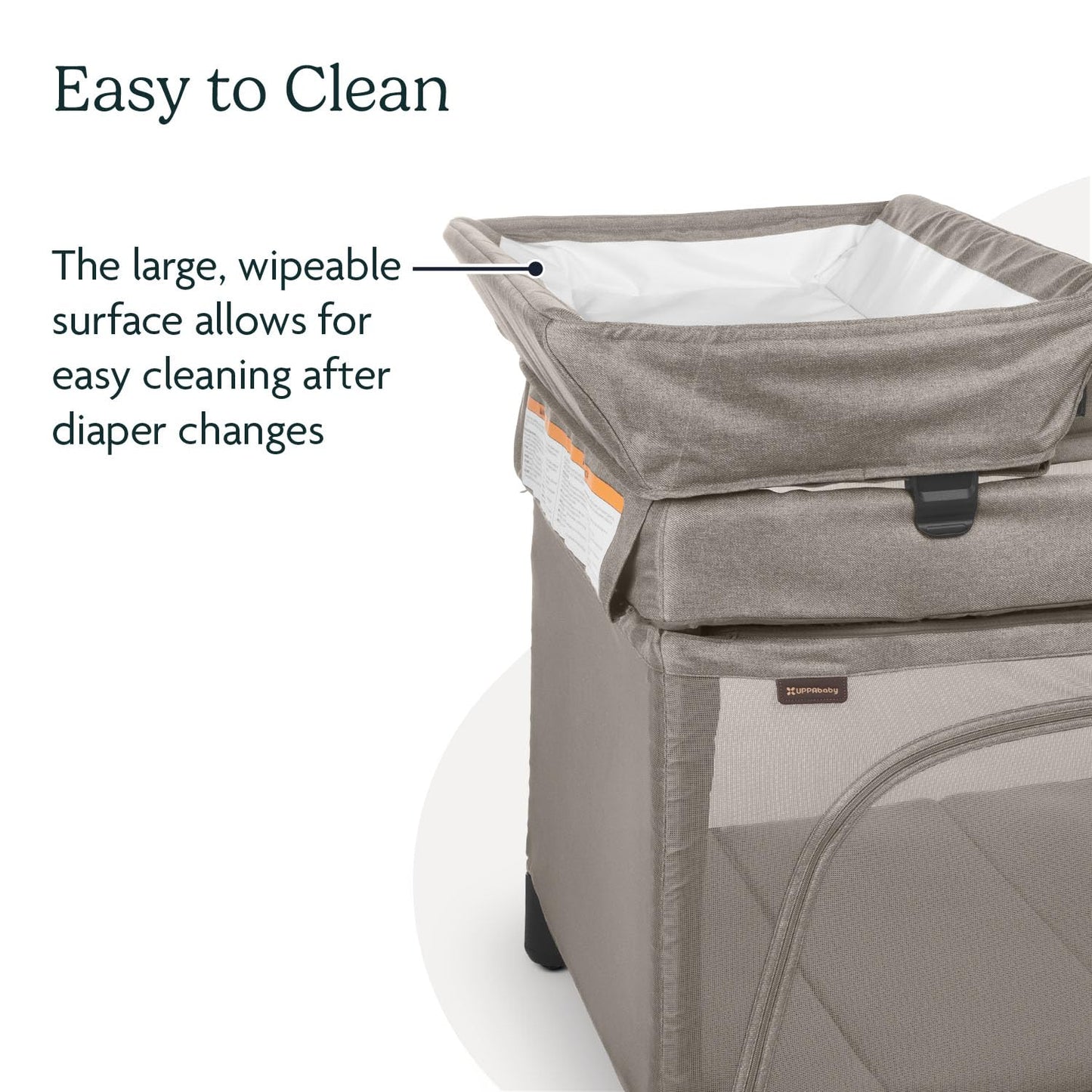 UPPAbaby Remi Changing Station/Wipeable Surface/Simple Attachment and Storage/Charlie (Sand Mélange)