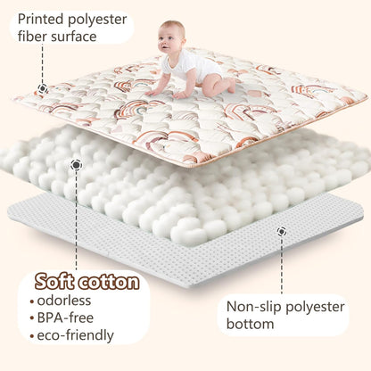 Baby Play Mat, 50x50 Playpen Mat with Super Soft Touch, Activity Mats with Upgraded Anti-Slip Bottom, Machine Washable Crawling Mats for Floor & Picnic (Animal Alphabets)