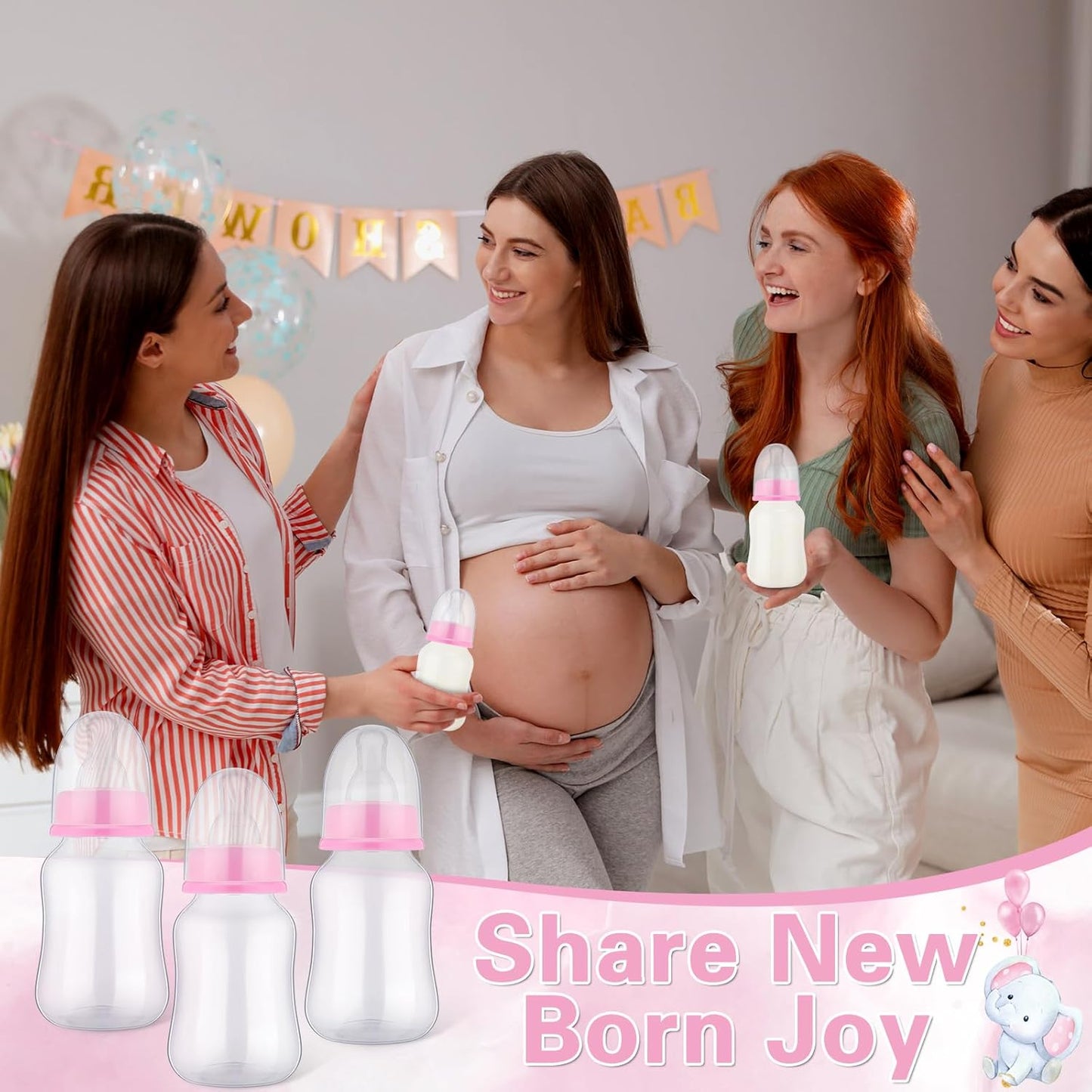 TrelaCo Bottle Chug Baby Shower Game 20 Pcs Baby Bottles Shower Favor with 1 Greenery Theme Sign for Gender Reveal Party Supplies Gifts(Green)
