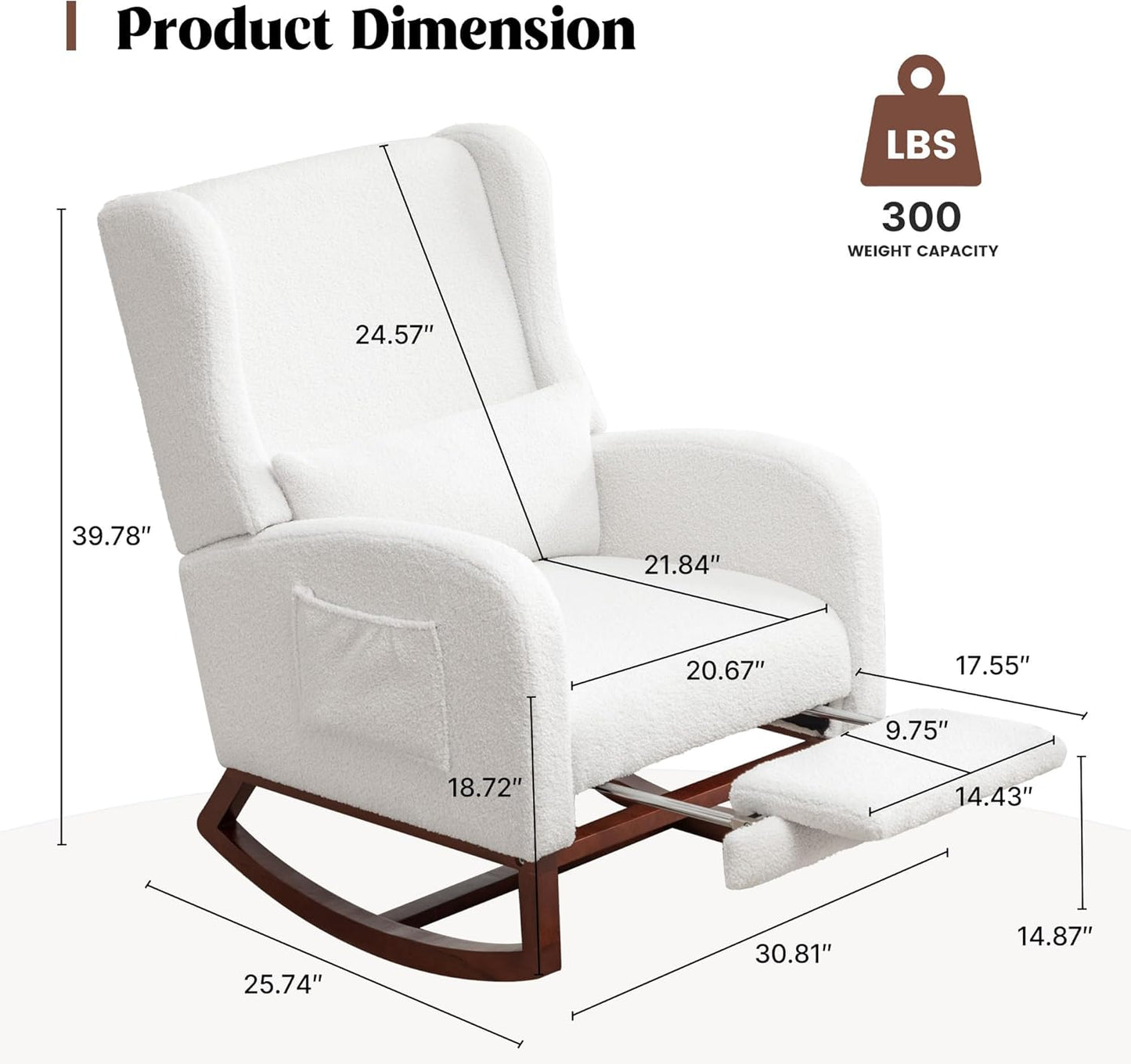 HCHAIRH Rocking Chair Nursery, Nursery Rocking Chairs with Foot Rest, Comfy Fabric Glider Rocker Nursing Chair with High Back for Nursing, Living Room, Bedroom, Beige