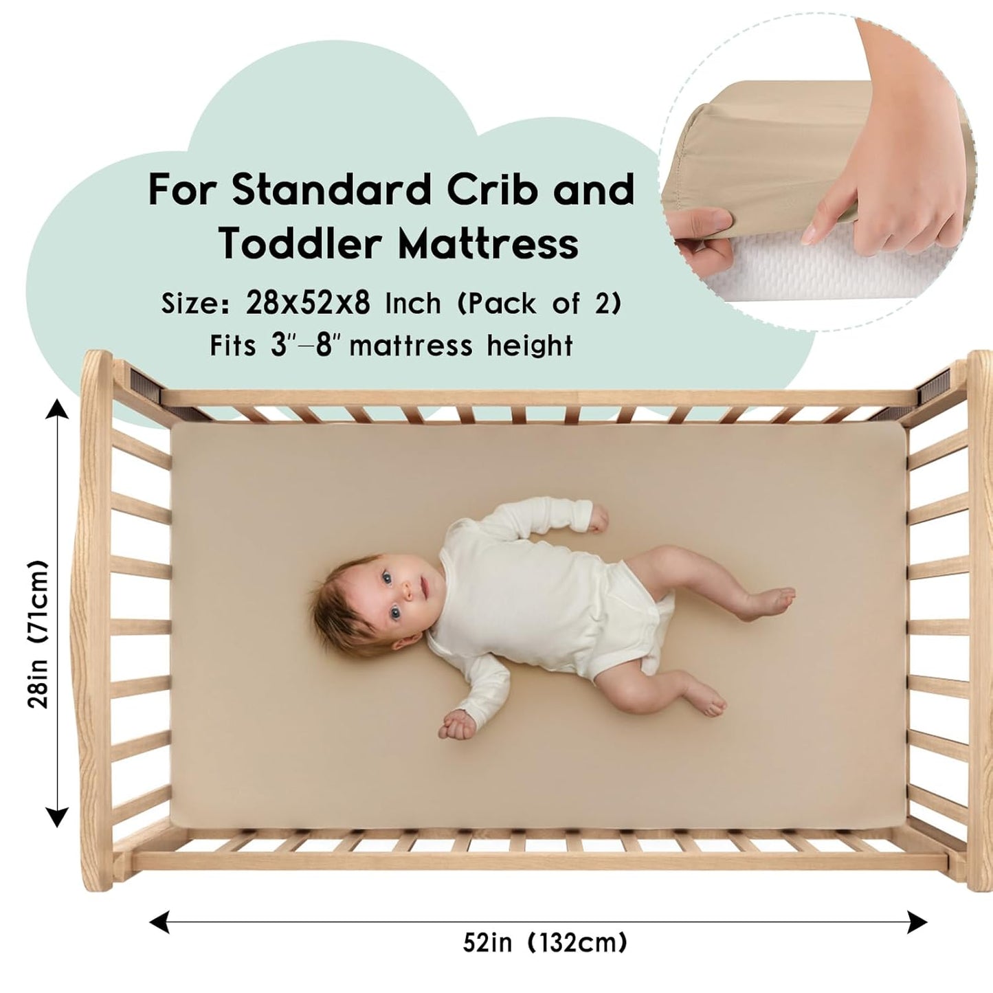 Yoofoss Pack and Play Sheets Fitted, Mini Crib Sheets 2-Pack for Pack N Play Mattress, Stretchy Playard Sheet, Soft and Breathable Green+Giraff