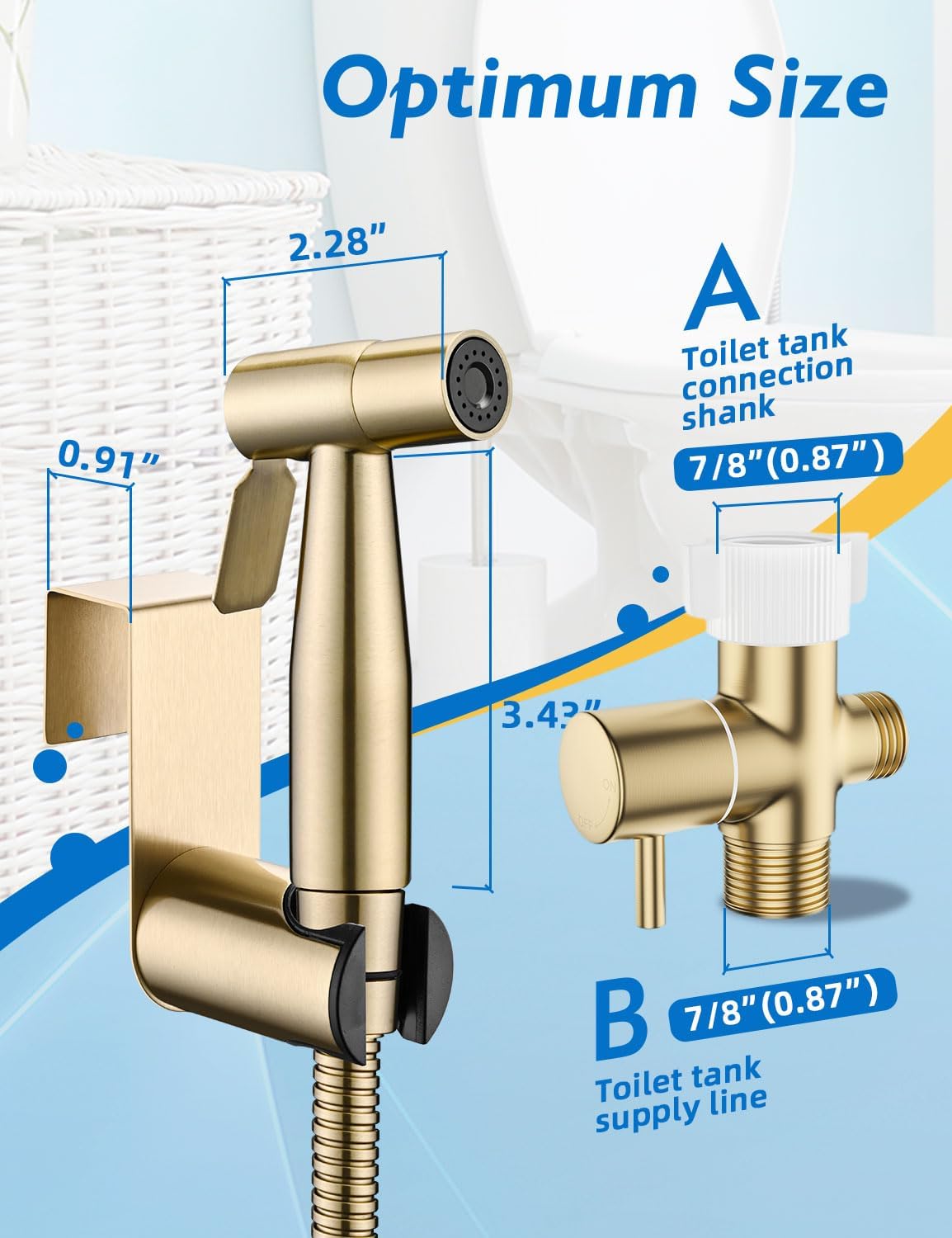 BRITULIF Handheld Bidet Sprayer for Toilet, Jet Sprayer for Toilet Muslim Shower, Adjustable Cloth Diaper Sprayer Bidets Attachment for Toilet, Toilet Bidet Sprayer with Bidet Hose for Feminine Wash