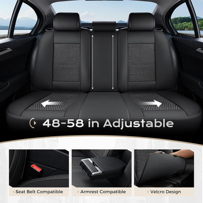 Coverado Leather Seat Covers for Car, Waterproof Car Seat Covers Full Set, 2 in 1 Conversions Car Seat Cover Protector Car Accessories Universal Fit for Most Cars SUVs and Trucks Beige