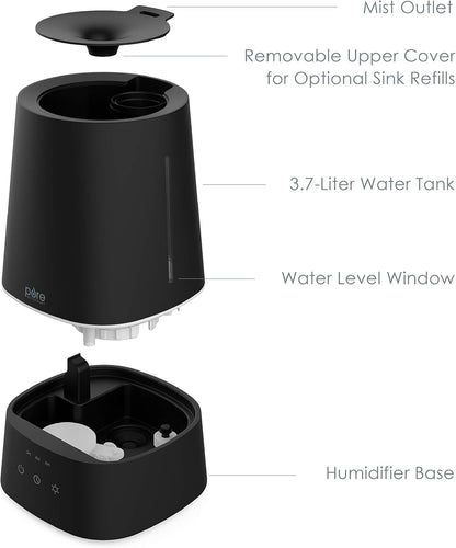 Pure Enrichment HUME Max - Easy Top-Fill Ultrasonic Cool Mist Humidifier, 3.7-L (1 Gallon) Water Tank, 3 Mist Settings, & Auto Shut-Off Timer - Ideal for Large Bedrooms, Nurseries & Dry Areas (White)