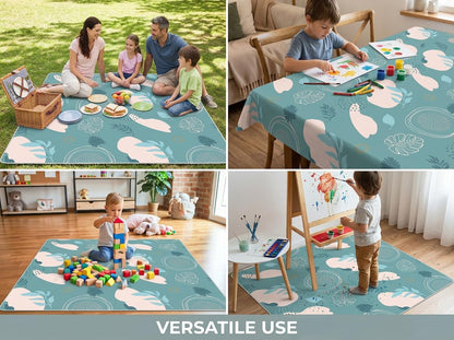 Splat Mat for Under High Chair/Arts/Crafts, Waterproof and Anti-Slip Splash Mat Floor Protector, Washable Highchair Floor Mat, 51 Inch Reusable Messy Mat and Baby Feeding Table Cloth
