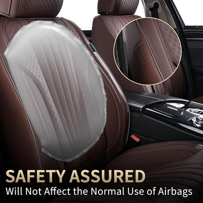FLORICH Car Seat Covers, Brown Leather Seat Covers for Cars, Faux Nappa Leather Automotive Seat Protectors, Car Seat Cushions Universal Fit for Most Sedans SUVs Trucks - Brown