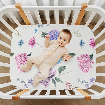 Fitted Crib Sheets White Bears with Clouds Stretchy Portable Playard Sheets for Baby Toddler, Breathable Soft Mini Crib Mattress 39 x 27 in for Boys and Girls