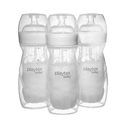 Playtex Baby Anti-Colic Nurser Bottles with Pre-Sterilized Disposable Drop-Ins Liners, 4 Oz Bottles (3 Count), Includes Slow Flow Nipples for Newborn and Breastfeeding Babies, Feeding Essentials