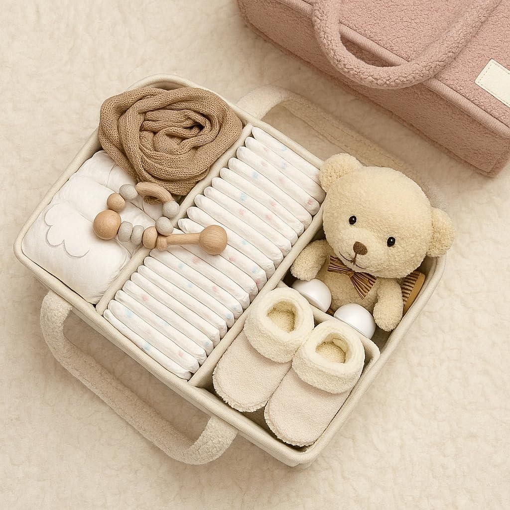 Smoochie Baby Diaper Caddy Organizer, Diaper Storage Basket for Nursery and Organization, Stylish Storage Basket for Newborn, Diapers Station, Gift for Baby Shower and Registry Must-Have