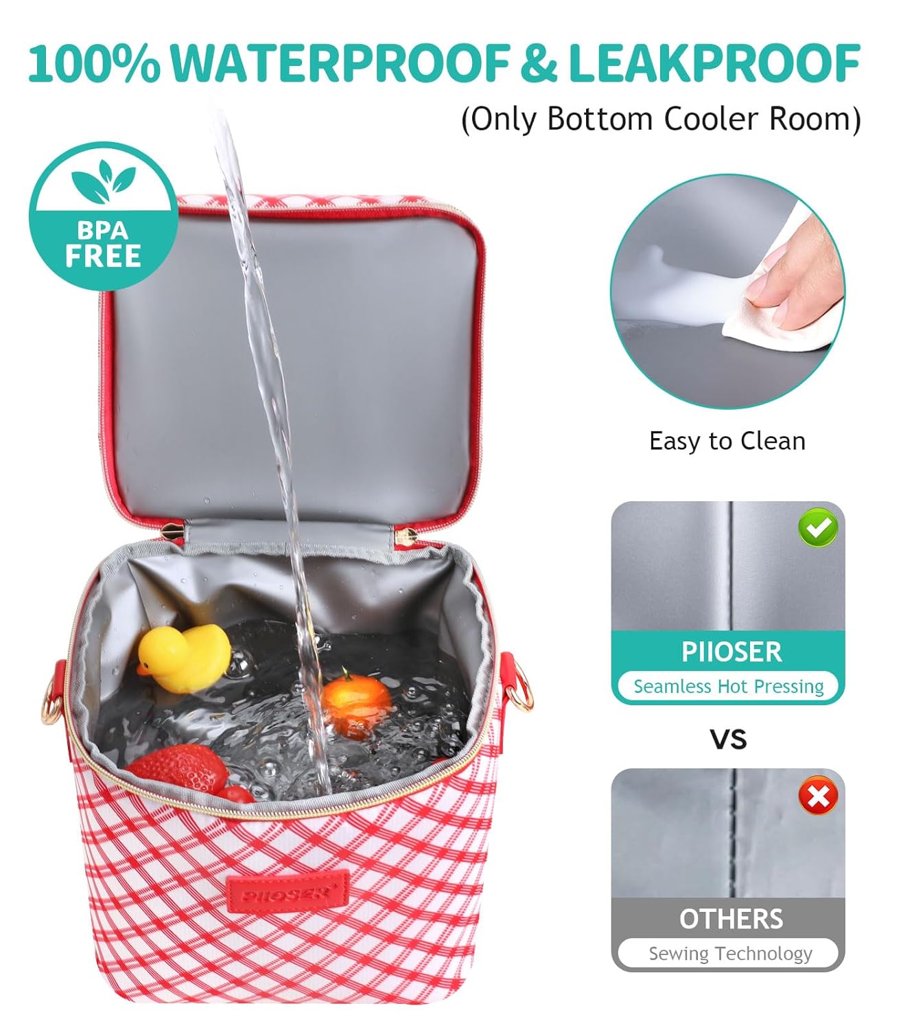 PIIOSER Breastmilk Cooler Bag with Ice Pack Fits 6 Baby Bottles Up to 9 Ounce, Insulated Baby Bottle Tote Bags, Double Layer Waterproof Leak-Proof with Shoulder Strap for Nursing & Working Mom (Grey)