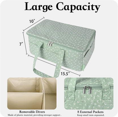 Diaper Caddy Organizer, Baby Basket for Baby Shower With Lid，Car Caddy for New Born，Portable and Foldable Baby Essentials with Handle/8 Side Pockets (cotton print)
