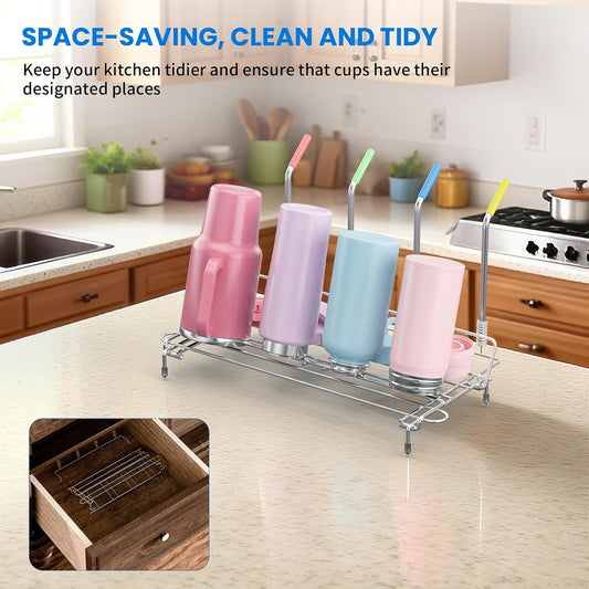 Baby Bottle Drying Rack Organizer Stainless Steel Large Countertop Glass Water Bottle Dryer Holder with Diatomite Stone Quick Dry Easy Clean and Brush Holder