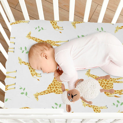 Fall Cute Mushroom Leaves Fitted Crib Sheets Stretchy Portable Playard Sheets for Baby Toddler, Breathable Soft Mini Crib Mattress 52 x 28 in for Boys and Girls