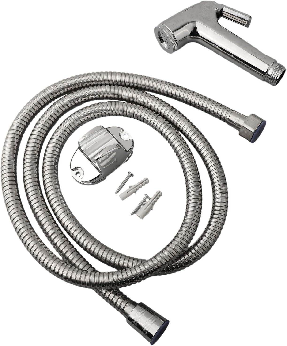 Handheld Bidet Sprayer Toilet Shower Kit Chrome Shattaf Spray Set with Wall Mount Bracket Hose for Baby Cloth Diaper Pet Hygiene Elderly Mobility Aid
