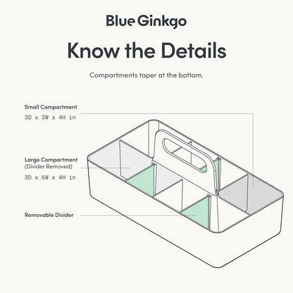 BLUE GINKGO Stackable Organizer Caddy – Korean-Made Portable Tote for Bathroom, Office, Crafts, or School Supplies (Rectangle, Green)
