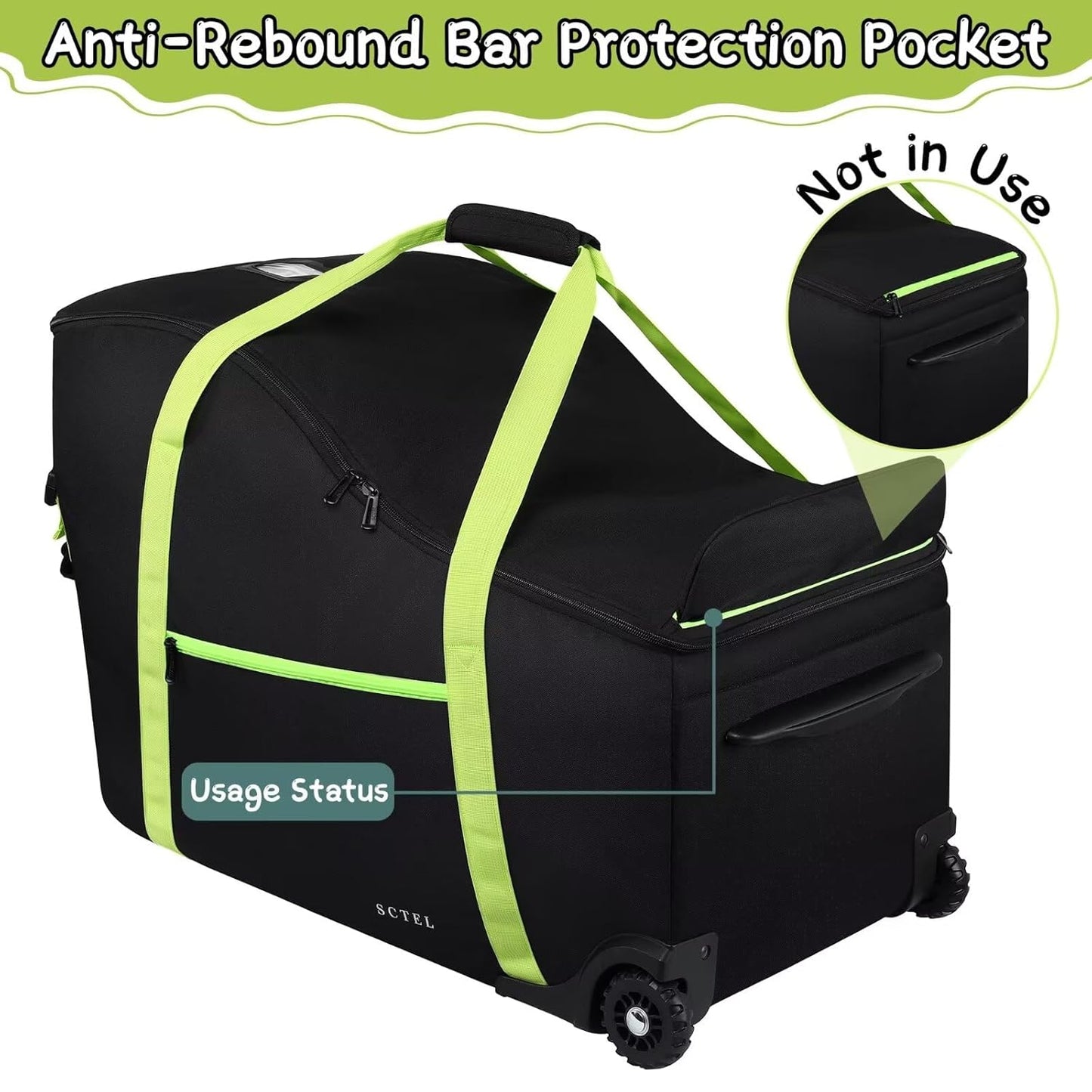 SCTEL Infant Car Seat Travel Bag Fit Doona Car Seat Stroller and Base, Chicco Keyfit 35 and Base, Doona Travel Bag with Wheels, Padded Car Seat Bags for Air Travel, Nuna Travel Bag with Zipper Pocket